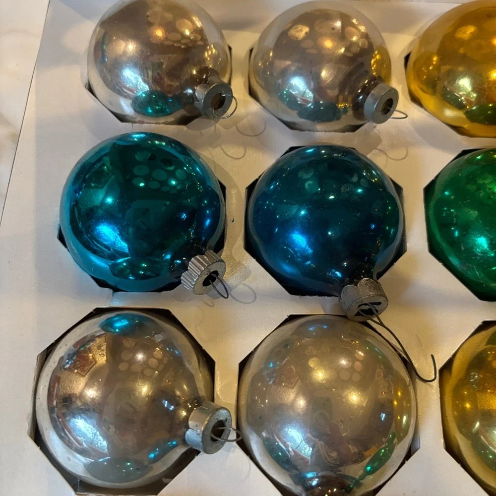 Rauch Multicolor Vintage Holiday Classics Round Ball Glass Ornaments 32ct USA
